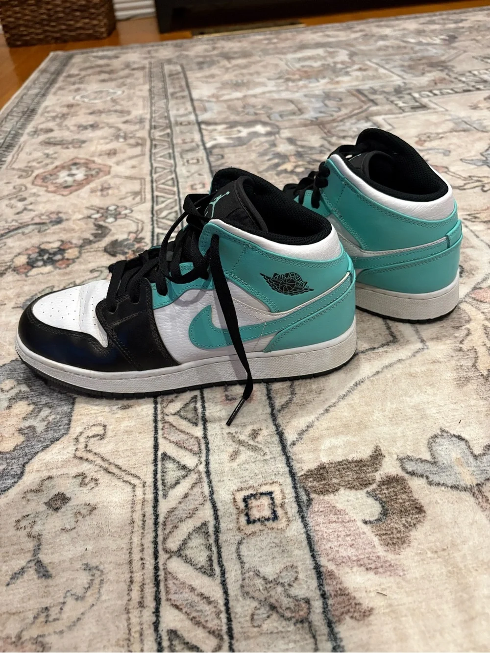 Nike High-Top Sneakers in Teal, Black & White